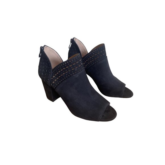 Antonio Melani Cliffer Black Peep Toe Suede Booties 9M New - Picture 1 of 14